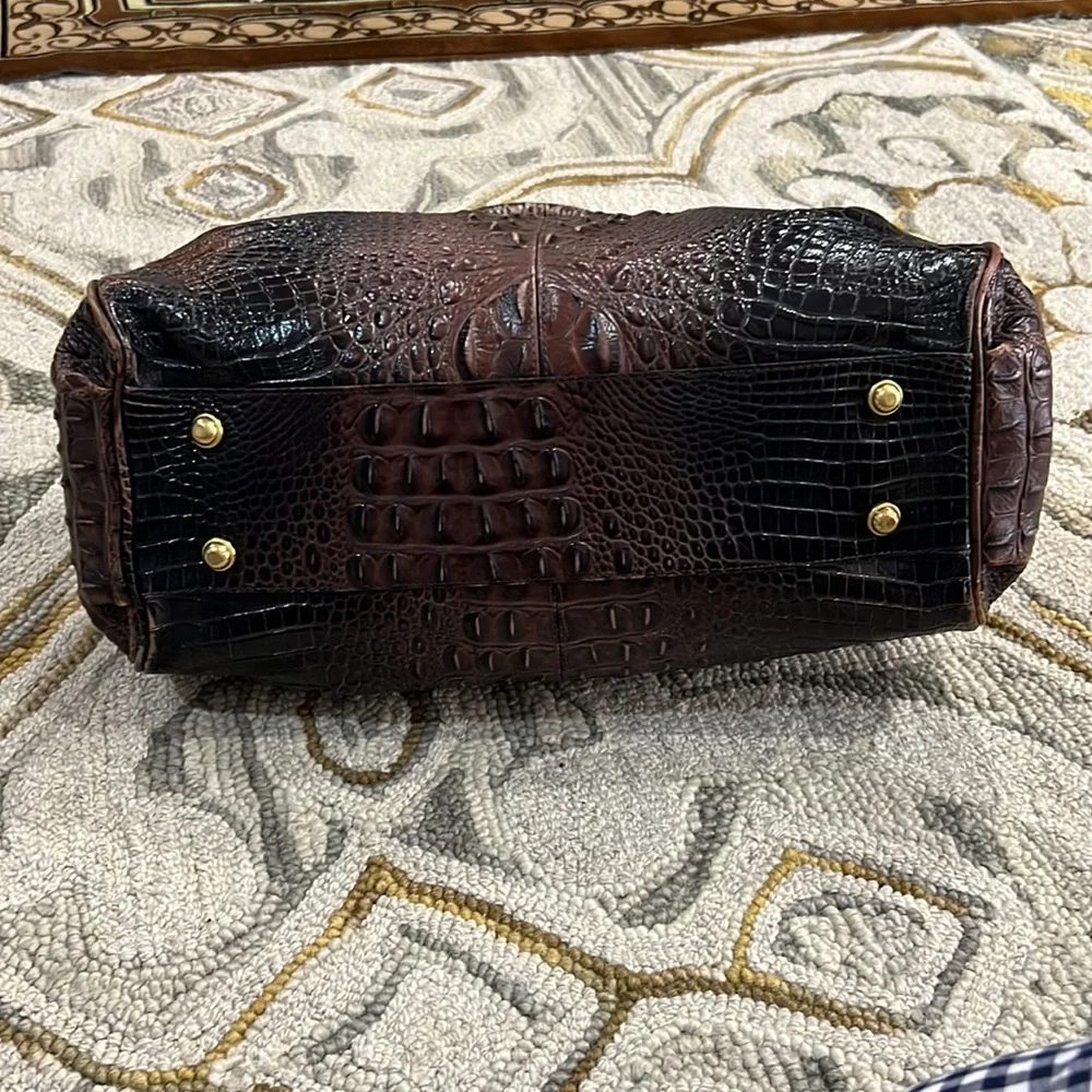 💕 Brahmin crocodile leather purple x large satchel bag nice 💕